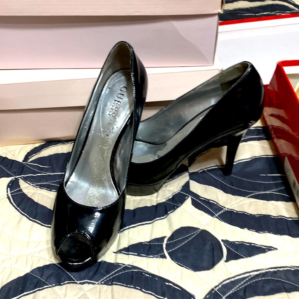 Guess Black peep toe heel